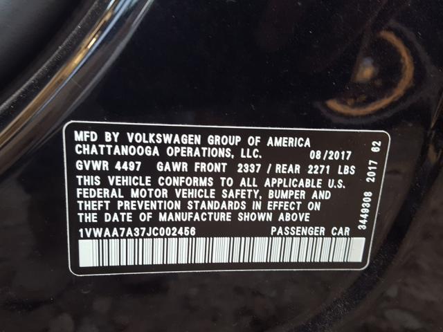 Photo 9 VIN: 1VWAA7A37JC002456 - VOLKSWAGEN PASSAT 