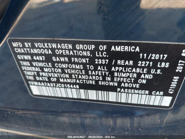 Photo 8 VIN: 1VWAA7A37JC015448 - VOLKSWAGEN PASSAT 