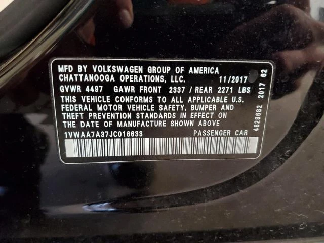 Photo 12 VIN: 1VWAA7A37JC016633 - VOLKSWAGEN PASSAT 