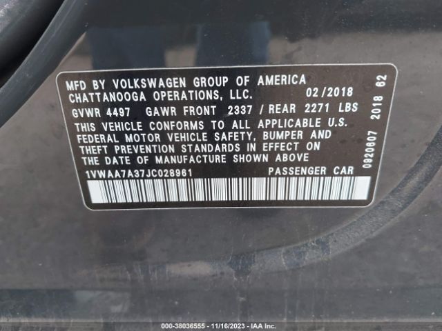 Photo 8 VIN: 1VWAA7A37JC028961 - VOLKSWAGEN PASSAT 