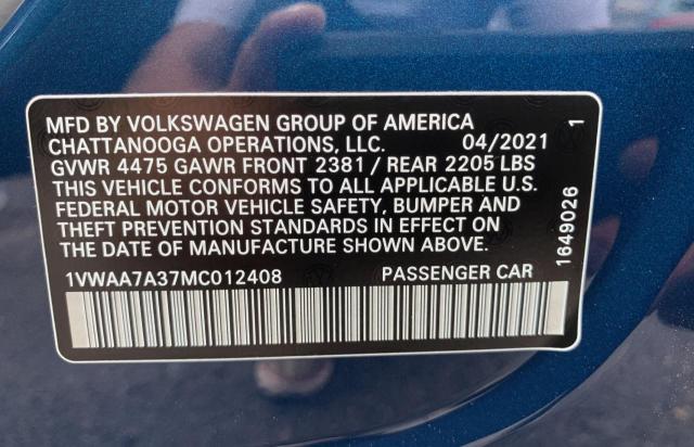 Photo 9 VIN: 1VWAA7A37MC012408 - VOLKSWAGEN PASSAT 