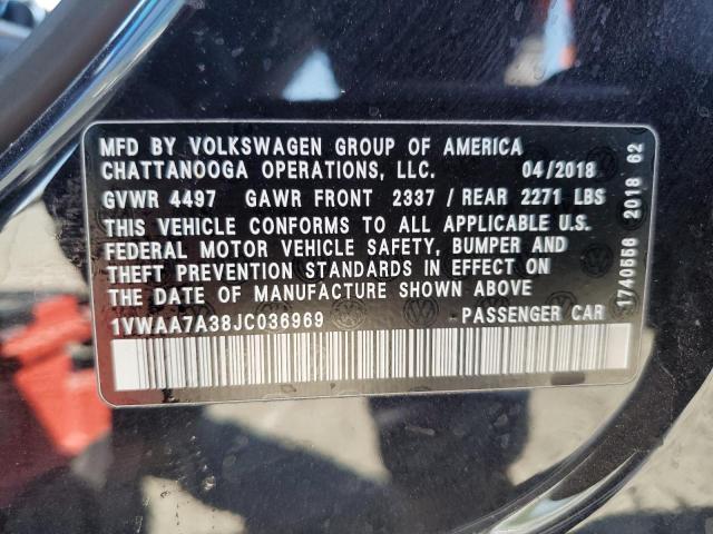 Photo 12 VIN: 1VWAA7A38JC036969 - VOLKSWAGEN PASSAT S 