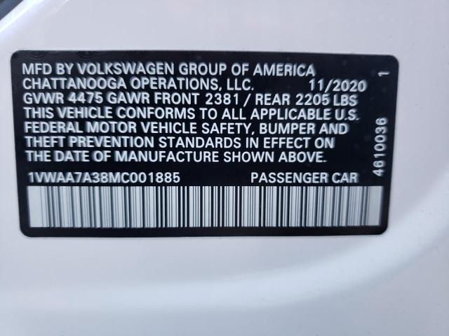 Photo 9 VIN: 1VWAA7A38MC001885 - VOLKSWAGEN PASSAT S 