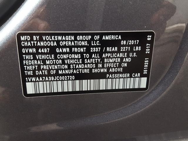 Photo 9 VIN: 1VWAA7A39JC002720 - VOLKSWAGEN PASSAT 