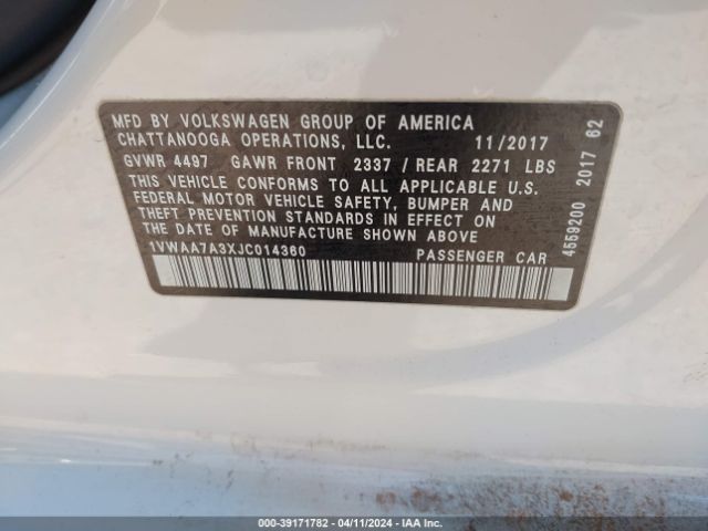 Photo 8 VIN: 1VWAA7A3XJC014360 - VOLKSWAGEN PASSAT 