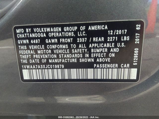 Photo 8 VIN: 1VWAA7A3XJC019879 - VOLKSWAGEN PASSAT 