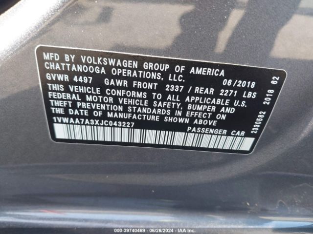 Photo 8 VIN: 1VWAA7A3XJC043227 - VOLKSWAGEN PASSAT 