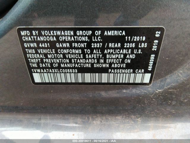 Photo 8 VIN: 1VWAA7A3XLC005533 - VOLKSWAGEN PASSAT 