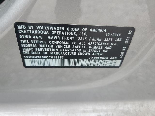 Photo 11 VIN: 1VWAH7A30CC018657 - VOLKSWAGEN PASSAT 