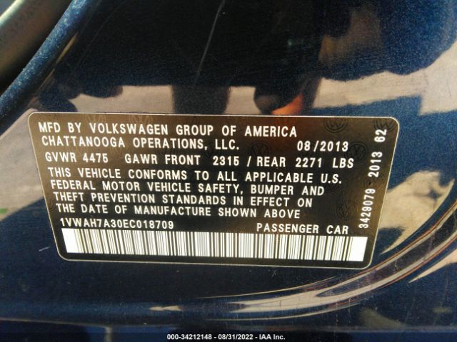 Photo 8 VIN: 1VWAH7A30EC018709 - VOLKSWAGEN PASSAT 