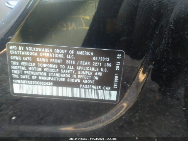 Photo 8 VIN: 1VWAH7A31DC002436 - VOLKSWAGEN PASSAT 