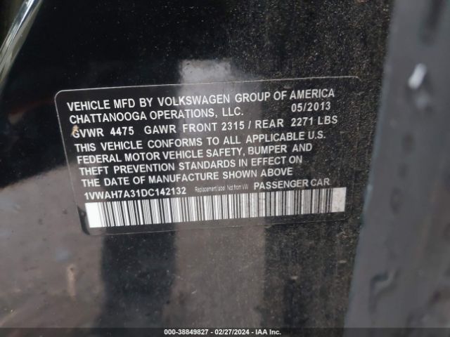 Photo 8 VIN: 1VWAH7A31DC142132 - VOLKSWAGEN PASSAT 