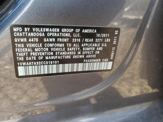 Photo 11 VIN: 1VWAH7A32CC019101 - VOLKSWAGEN PASSAT 