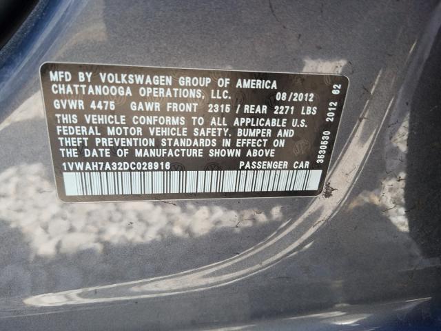 Photo 9 VIN: 1VWAH7A32DC028916 - VOLKSWAGEN PASSAT 