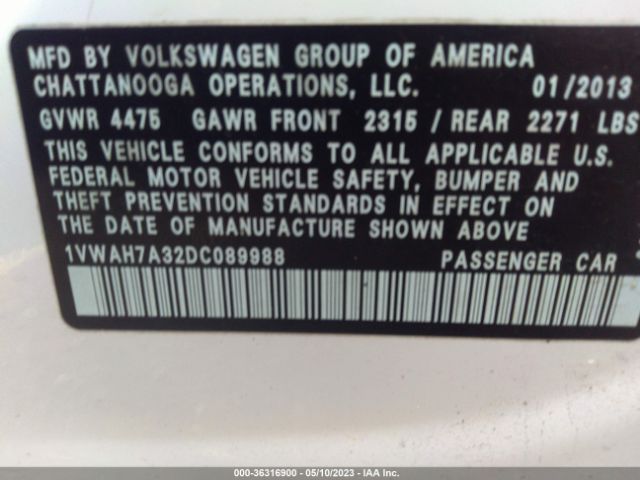 Photo 8 VIN: 1VWAH7A32DC089988 - VOLKSWAGEN PASSAT 