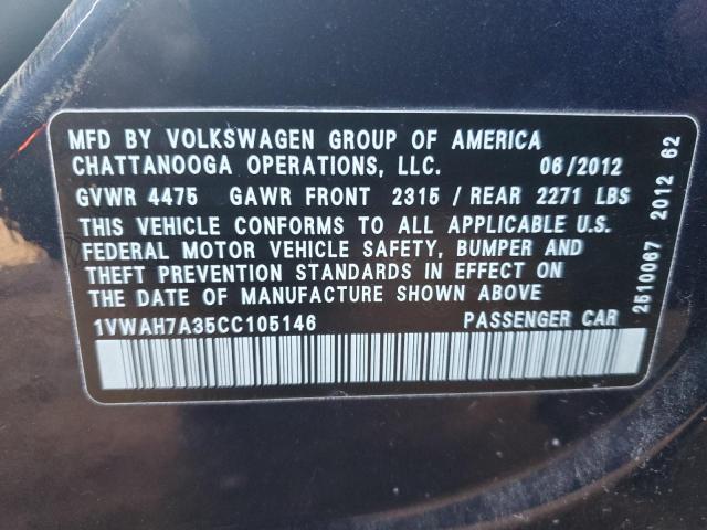 Photo 11 VIN: 1VWAH7A35CC105146 - VOLKSWAGEN PASSAT S 