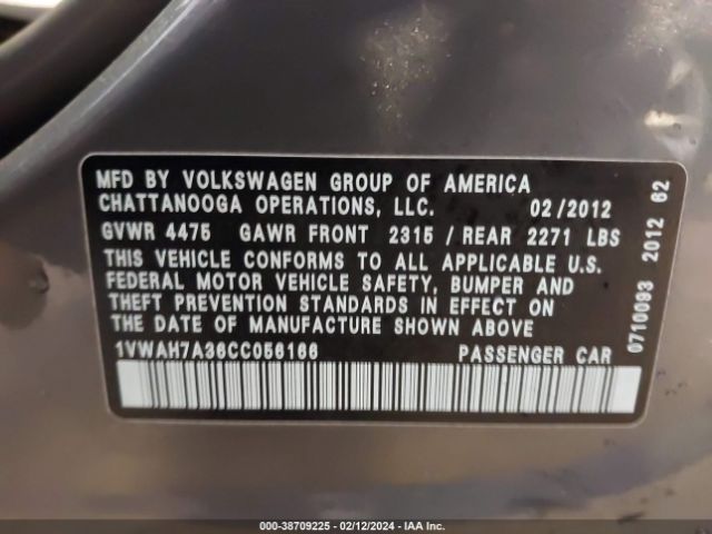 Photo 8 VIN: 1VWAH7A36CC056166 - VOLKSWAGEN PASSAT 