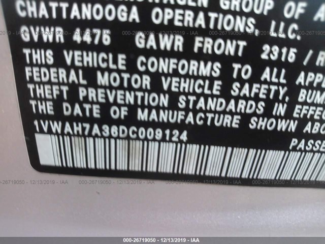 Photo 8 VIN: 1VWAH7A36DC009124 - VOLKSWAGEN PASSAT 