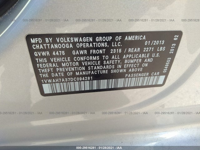 Photo 8 VIN: 1VWAH7A37DC094281 - VOLKSWAGEN PASSAT 