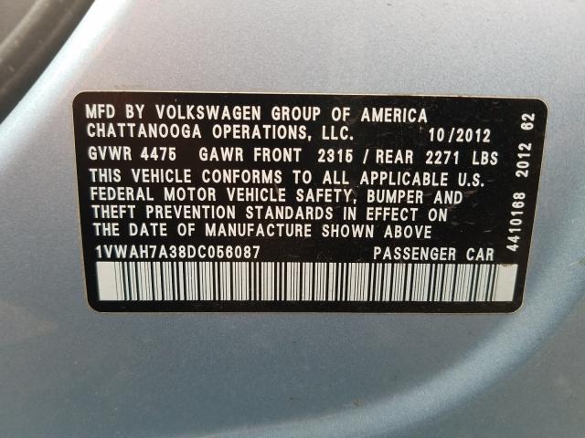 Photo 9 VIN: 1VWAH7A38DC056087 - VOLKSWAGEN PASSAT 