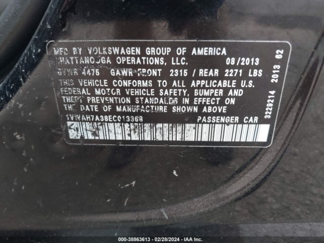 Photo 8 VIN: 1VWAH7A38EC013368 - VOLKSWAGEN PASSAT 