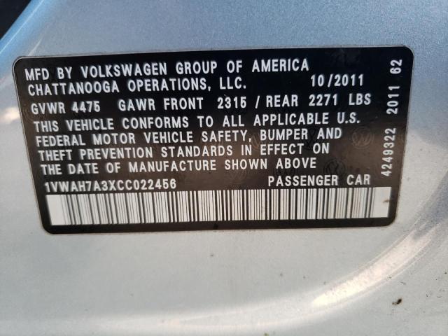 Photo 11 VIN: 1VWAH7A3XCC022456 - VOLKSWAGEN PASSAT 