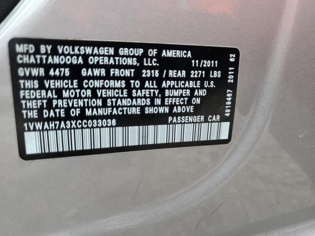 Photo 11 VIN: 1VWAH7A3XCC033036 - VOLKSWAGEN PASSAT S 