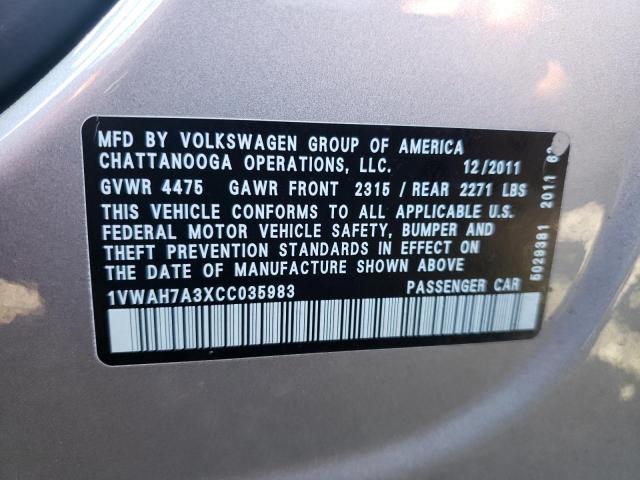 Photo 11 VIN: 1VWAH7A3XCC035983 - VOLKSWAGEN PASSAT 