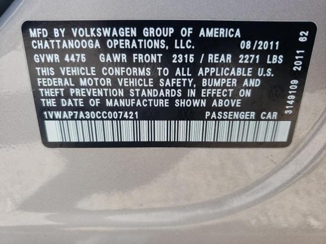 Photo 12 VIN: 1VWAP7A30CC007421 - VOLKSWAGEN PASSAT 