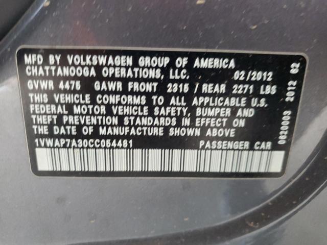 Photo 11 VIN: 1VWAP7A30CC054481 - VOLKSWAGEN PASSAT S 