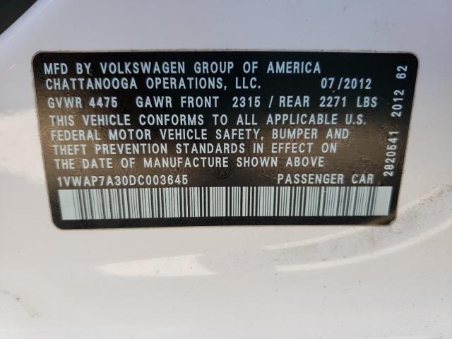 Photo 9 VIN: 1VWAP7A30DC003645 - VOLKSWAGEN PASSAT 