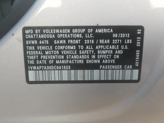 Photo 9 VIN: 1VWAP7A30DC041523 - VOLKSWAGEN PASSAT S 