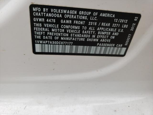 Photo 9 VIN: 1VWAP7A30DC077177 - VOLKSWAGEN PASSAT 