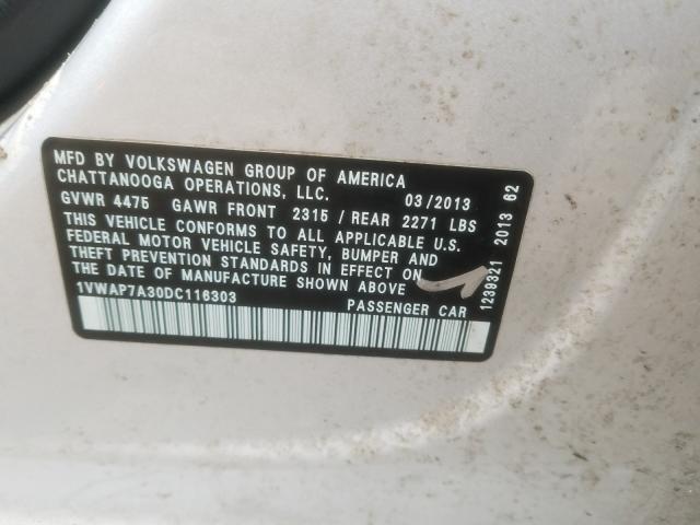 Photo 9 VIN: 1VWAP7A30DC116303 - VOLKSWAGEN PASSAT 