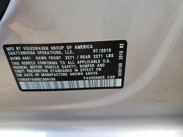 Photo 9 VIN: 1VWAP7A30EC009155 - VOLKSWAGEN PASSAT S 