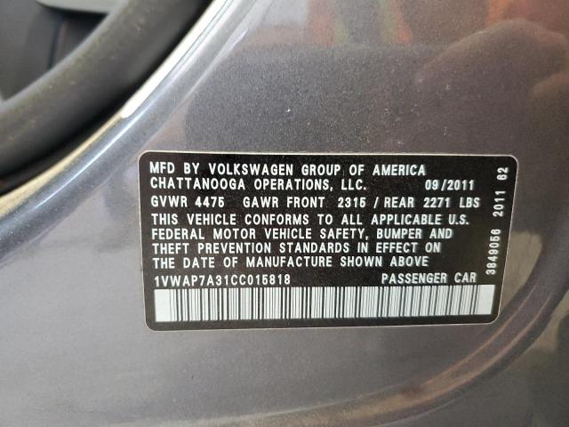 Photo 11 VIN: 1VWAP7A31CC015818 - VOLKSWAGEN PASSAT 