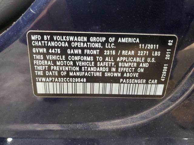 Photo 11 VIN: 1VWAP7A32CC029548 - VOLKSWAGEN PASSAT S 