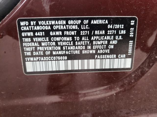 Photo 9 VIN: 1VWAP7A32CC075039 - VOLKSWAGEN PASSAT 3.6 