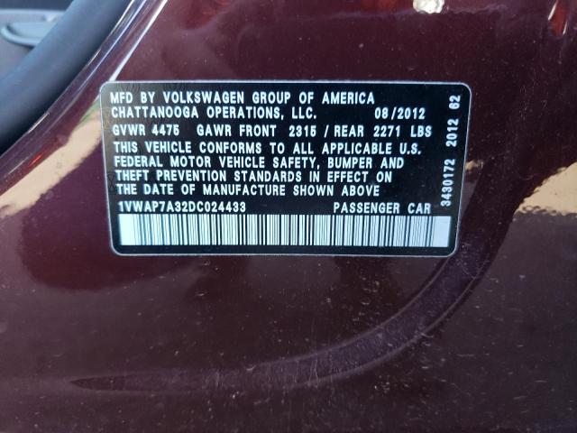 Photo 11 VIN: 1VWAP7A32DC024433 - VOLKSWAGEN PASSAT 