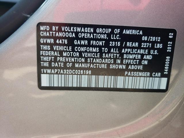 Photo 11 VIN: 1VWAP7A32DC026196 - VOLKSWAGEN PASSAT 