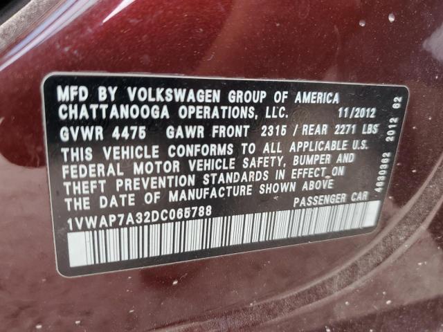 Photo 12 VIN: 1VWAP7A32DC065788 - VOLKSWAGEN PASSAT 