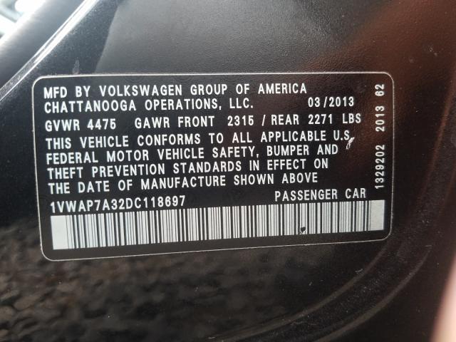 Photo 9 VIN: 1VWAP7A32DC118697 - VOLKSWAGEN PASSAT 