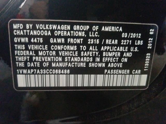 Photo 9 VIN: 1VWAP7A33CC068486 - VOLKSWAGEN PASSAT 