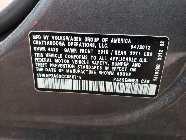 Photo 9 VIN: 1VWAP7A33CC080718 - VOLKSWAGEN PASSAT 