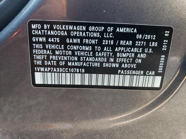 Photo 11 VIN: 1VWAP7A33CC107819 - VOLKSWAGEN PASSAT 