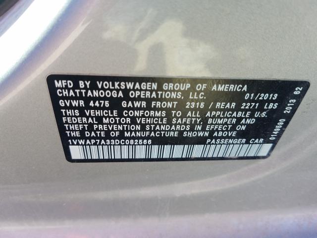 Photo 9 VIN: 1VWAP7A33DC082566 - VOLKSWAGEN PASSAT 