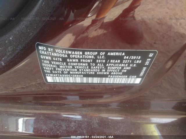 Photo 8 VIN: 1VWAP7A33DC125948 - VOLKSWAGEN PASSAT 