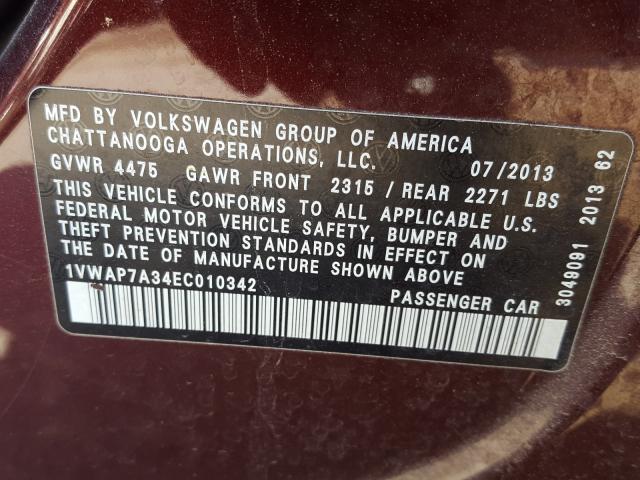 Photo 9 VIN: 1VWAP7A34EC010342 - VOLKSWAGEN PASSAT 