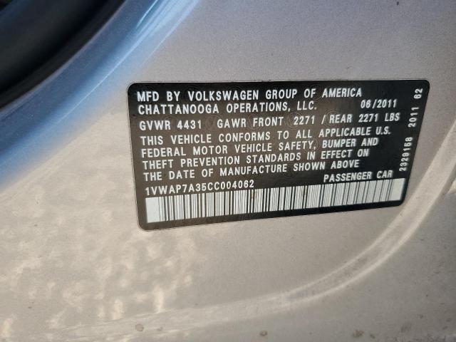 Photo 11 VIN: 1VWAP7A35CC004062 - VOLKSWAGEN PASSAT S 