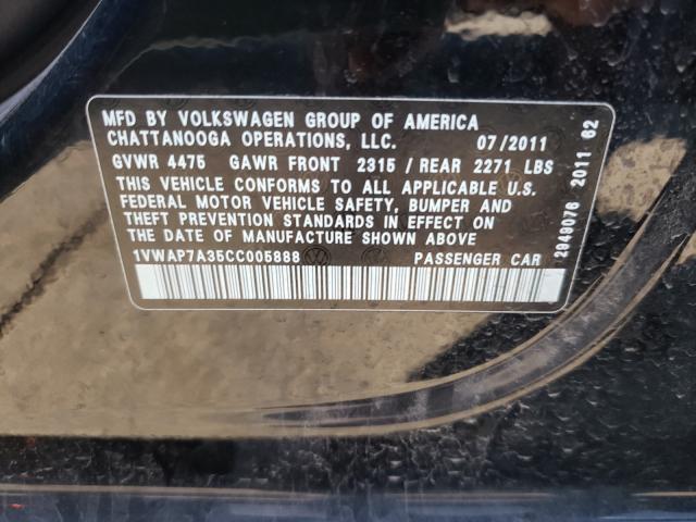 Photo 9 VIN: 1VWAP7A35CC005888 - VOLKSWAGEN PASSAT 